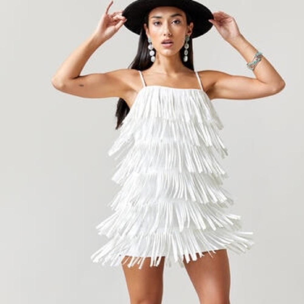 Stevie Allover Fringe Mini Dress size MEDIUM